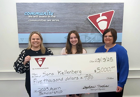 Congratulations to Sara Kallenberg, winner for our 2025 Acorn Scholarship! From left are Regional Retail Manager Stephanie Mathias, Kallenberg and Head of Retail Jodi Motta. 